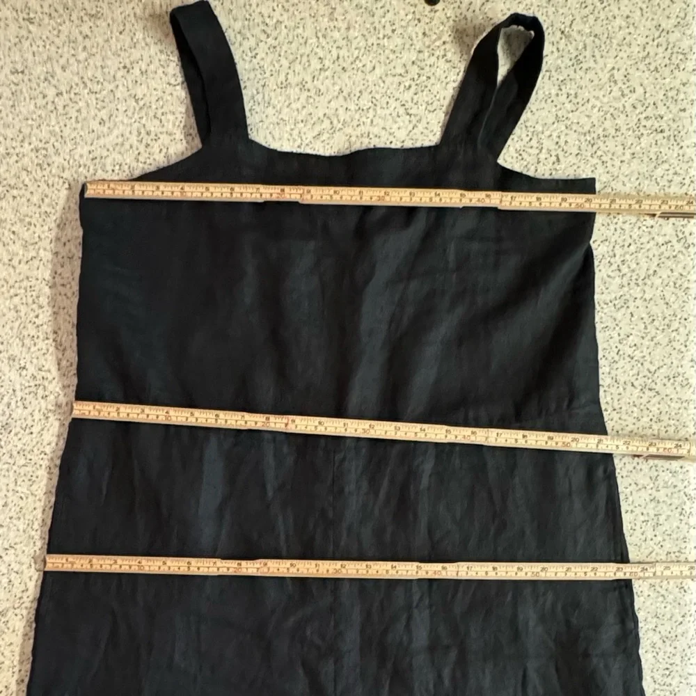 100% Linen Everlane black wide leg romper jumpsuit.3 pocket.Size 14